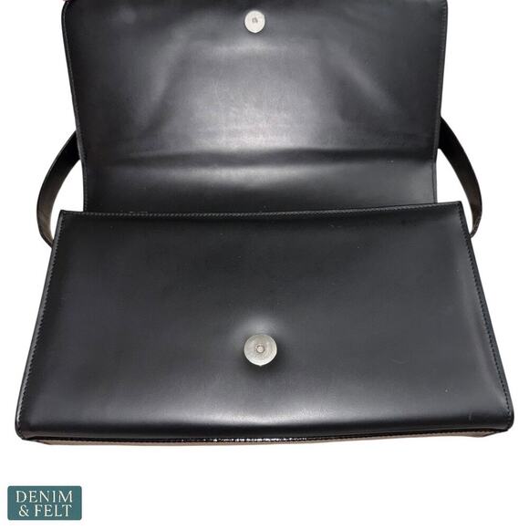 Gucci Vintage Black Smooth Leather Shoulder Bag/Purse 001 3063 G Logo Flap - Picture 11 of 16